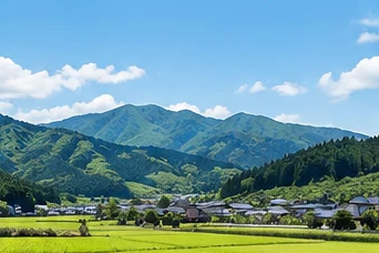 山並みと田んぼの広がる里山